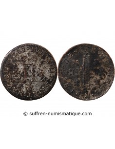 LOUIS XIV﻿ - 30 DENIERS AUX 2 L COURONNES, DITS MOUSQUETAIRE - 1712 D LYON