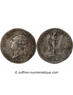 LOUIS XVI, CONSTITUTION - 15 SOLS  ARGENT 1791 W LILLE