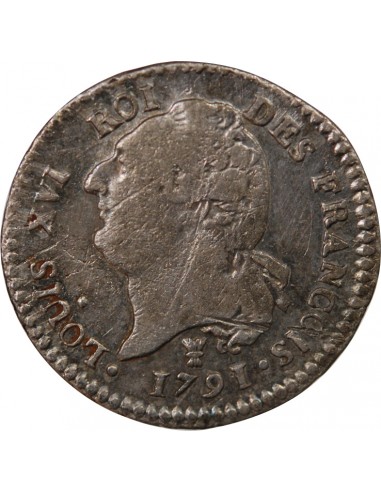 LOUIS XVI, CONSTITUTION - 15 SOLS  ARGENT 1791 I LIMOGES