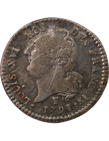 LOUIS XVI, CONSTITUTION - 15 SOLS  ARGENT 1791 I LIMOGES