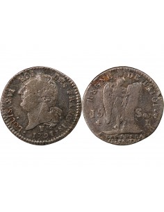 LOUIS XVI, CONSTITUTION - 15 SOLS  ARGENT 1791 I LIMOGES 2