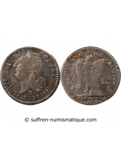 LOUIS XVI, CONSTITUTION - 15 SOLS  ARGENT 1791 I LIMOGES