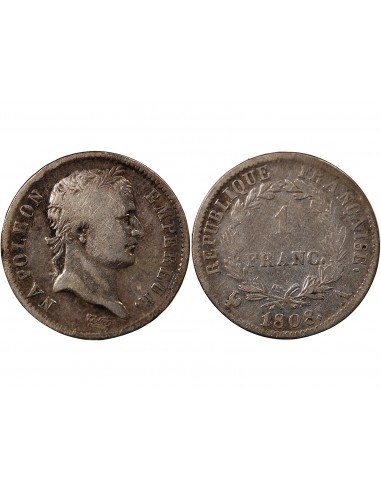 NAPOLEON Ier - 1 FRANC ARGENT 1808 A PARIS Type République