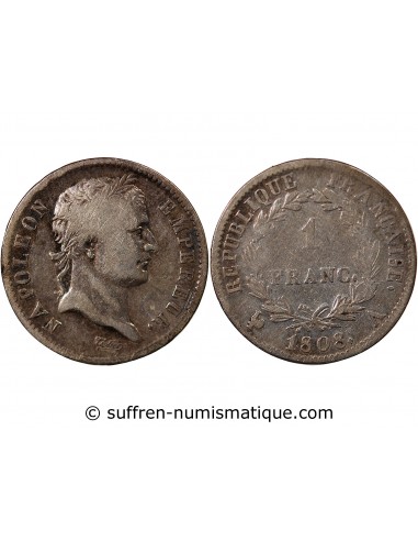 NAPOLEON Ier - 1 FRANC ARGENT 1808 A PARIS Type République