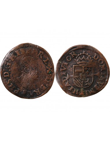 PAYS-BAS ESPAGNOLS, DUCHÉ DE BRABANT, PHILIPPE II - DOUBLE COURTE - 1569-1577 ANVERS