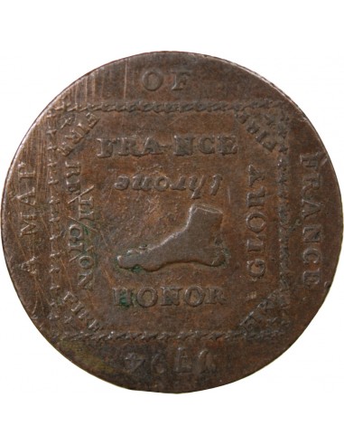 ROYAUME-UNI - JETON CUIVRE 1794 - MAP OF FRANCE - SATIRE REVOLUTION FRANCAISE