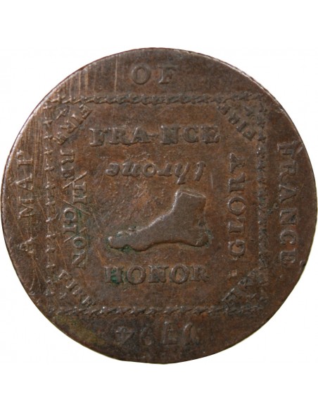 ROYAUME-UNI - JETON CUIVRE 1794 - MAP OF FRANCE - SATIRE REVOLUTION FRANCAISE