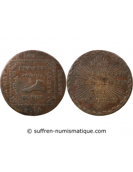 ROYAUME-UNI - JETON CUIVRE 1794 - MAP OF FRANCE - SATIRE REVOLUTION FRANCAISE