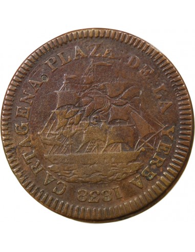 ESPAGNE - JETON CUIVRE 1838 - CARTAGENE, PLAZA DE LA YERBA