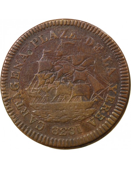 ESPAGNE - JETON CUIVRE 1838 - CARTAGENE, PLAZA DE LA YERBA