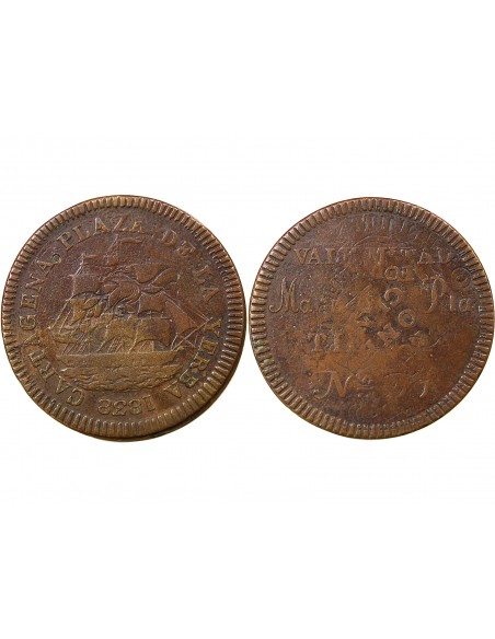 ESPAGNE - JETON CUIVRE 1838 - CARTAGENE, PLAZA DE LA YERBA