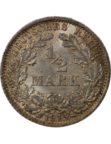 ALLEMAGNE, WILHELM II - 1/2 MARK 1915 A BERLIN
