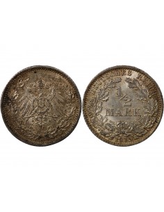 ALLEMAGNE, WILHELM II - 1/2 MARK 1915 A BERLIN 2