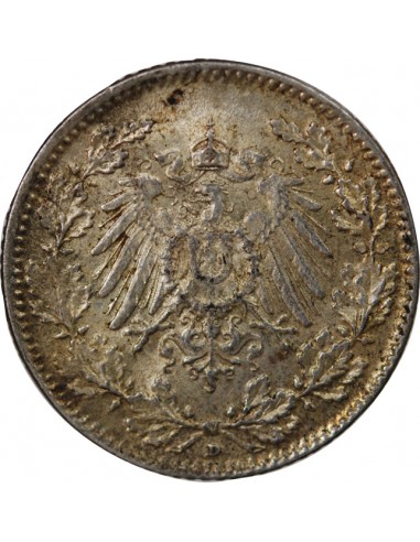 ALLEMAGNE, WILHELM II - 1/2 MARK 1916 D MUNICH