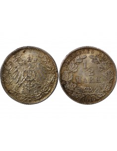 ALLEMAGNE, WILHELM II - 1/2 MARK 1916 D MUNICH 2