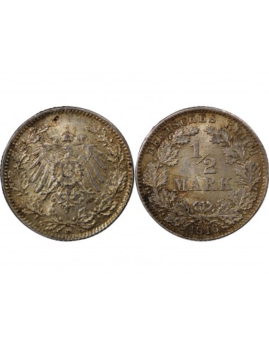 ALLEMAGNE, WILHELM II - 1/2 MARK 1916 D MUNICH
