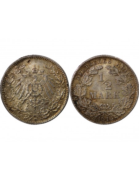 ALLEMAGNE, WILHELM II - 1/2 MARK 1916 D MUNICH