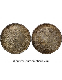 ALLEMAGNE, WILHELM II - 1/2 MARK 1916 D MUNICH