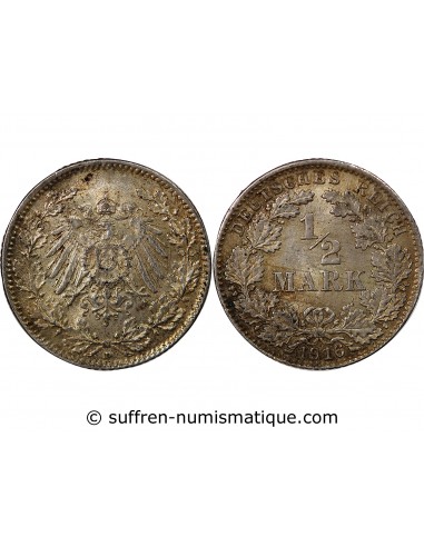 ALLEMAGNE, WILHELM II - 1/2 MARK 1916 D MUNICH