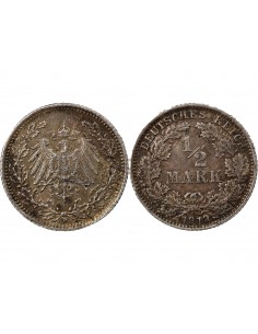ALLEMAGNE, WILHELM II - 1/2 MARK 1919 D MUNICH 2