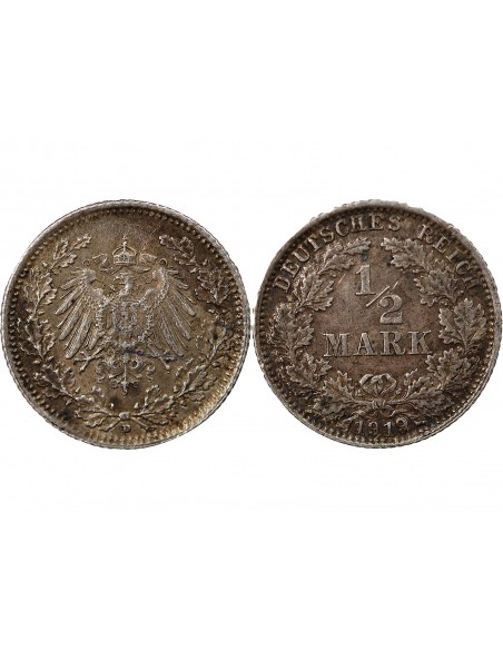 ALLEMAGNE, WILHELM II - 1/2 MARK 1919 D MUNICH