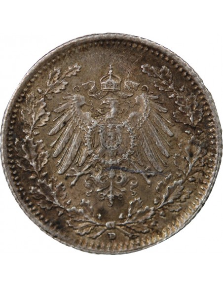 ALLEMAGNE, WILHELM II - 1/2 MARK 1919 D MUNICH