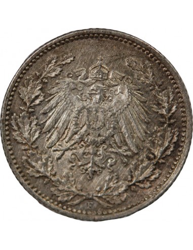 ALLEMAGNE, WILHELM II - 1/2 MARK 1915 F STUTTGART