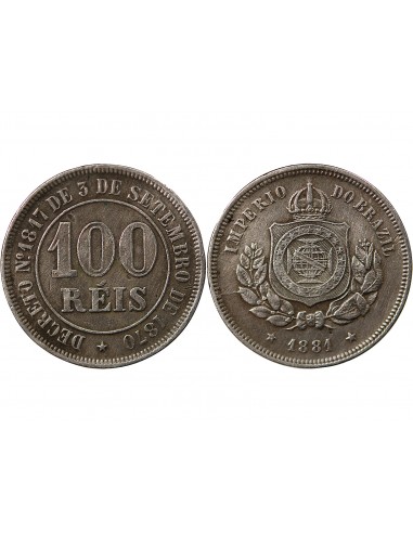 BRESIL, PEDRO II - 100 REIS 1881