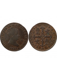 ESPAGNE, ISABELLE II - 8 MARAVEDIS 1837 SEGOVIE 2