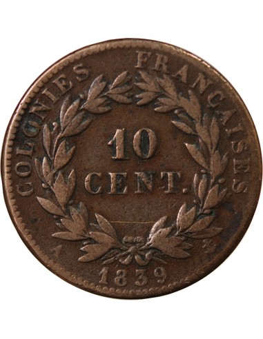 COLONIES FRANCAISES, GUADELOUPE - LOUIS-PHILIPPE - 10 CENTIMES 1839 A PARIS