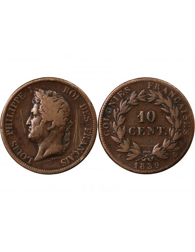 COLONIES FRANCAISES, GUADELOUPE - LOUIS-PHILIPPE - 10 CENTIMES 1839 A PARIS