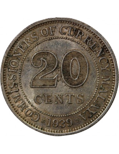 MALAISIE, MALAYA, GEORGE VI - 20 CENTS 1939 LONDRES