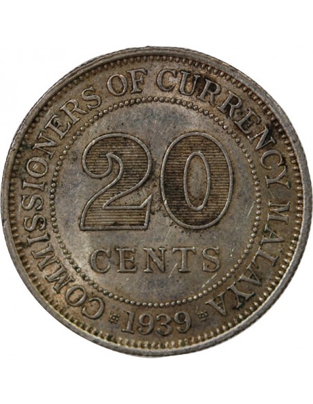 MALAISIE, MALAYA, GEORGE VI - 20 CENTS 1939 LONDRES