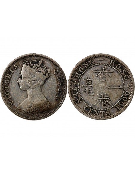 HONG KONG, VICTORIA - 10 CENTS ARGENT 1900
