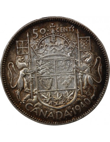 CANADA, GEORGE VI - 50 CENTS ARGENT 1940 OTTAWA
