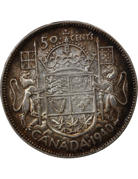 CANADA, GEORGE VI - 50 CENTS ARGENT 1940 OTTAWA