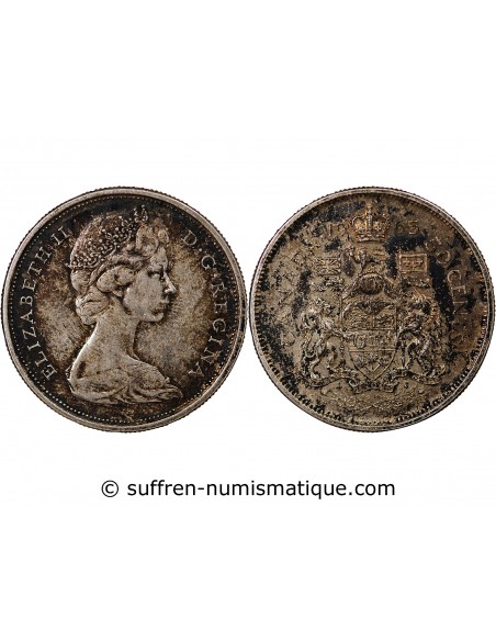 CANADA, ELISABETH II - 50 CENTS ARGENT 1965 OTTAWA