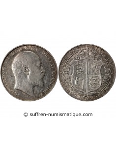GRANDE-BRETAGNE, EDOUARD VII - 1/2 CROWN ARGENT 1910