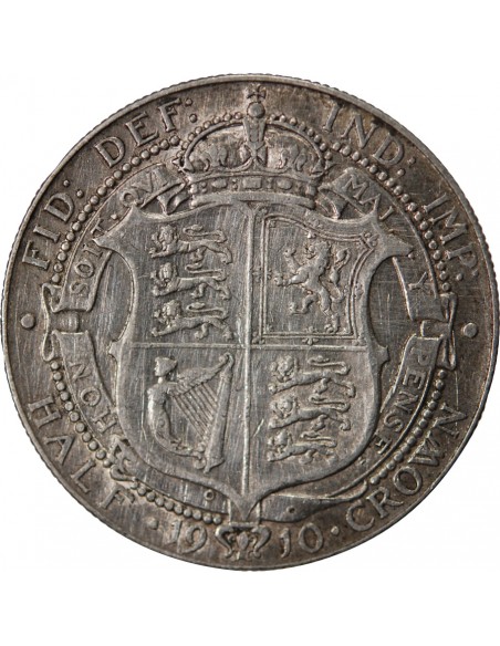 GRANDE-BRETAGNE, EDOUARD VII - 1/2 CROWN ARGENT 1910