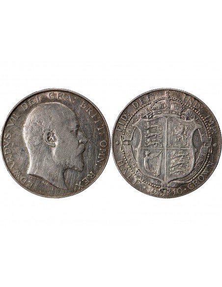 GRANDE-BRETAGNE, EDOUARD VII - 1/2 CROWN ARGENT 1910