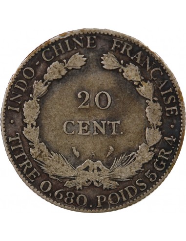 INDOCHINE FRANCAISE - 20 CENTIMES ARGENT 1922 A PARIS