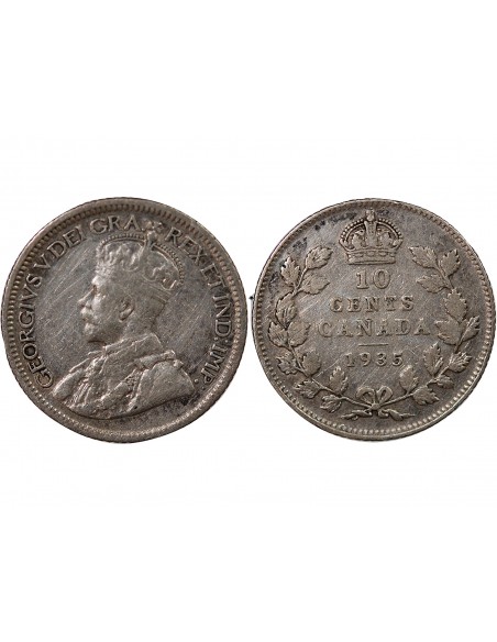 CANADA, GEORGE V - 10 CENTS ARGENT 1935