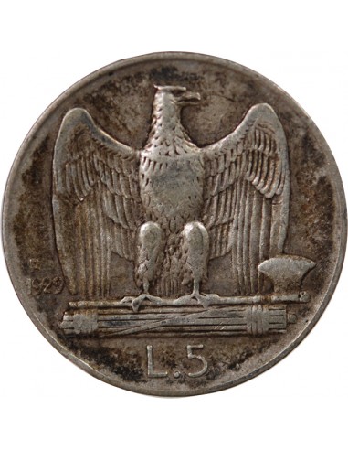 ITALIE, VICTOR-EMMANUEL III - 5 LIRE ARGENT 1929 R ROME