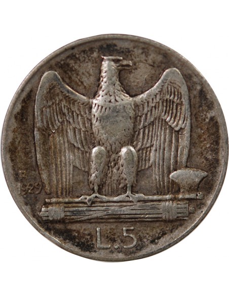 ITALIE, VICTOR-EMMANUEL III - 5 LIRE ARGENT 1929 R ROME