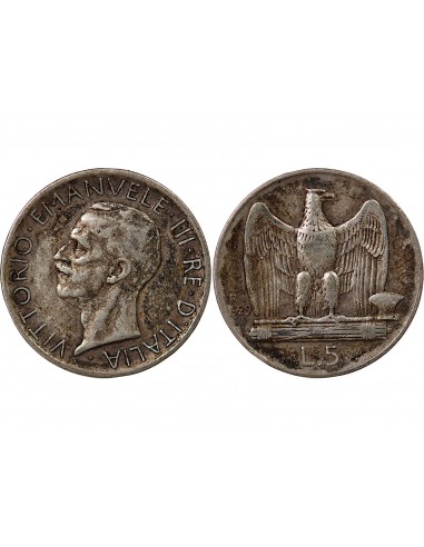 ITALIE, VICTOR-EMMANUEL III - 5 LIRE ARGENT 1929 R ROME