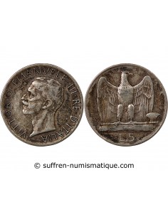 ITALIE, VICTOR-EMMANUEL III - 5 LIRE ARGENT 1929 R ROME