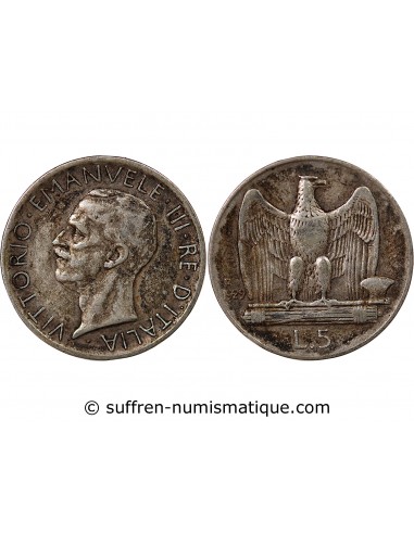 ITALIE, VICTOR-EMMANUEL III - 5 LIRE ARGENT 1929 R ROME