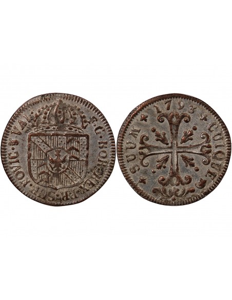SUISSE, PRINCIPAUTE DE NEUCHÂTEL, FREDERIC GUILLAUME II - 1/2 BATZEN 1793