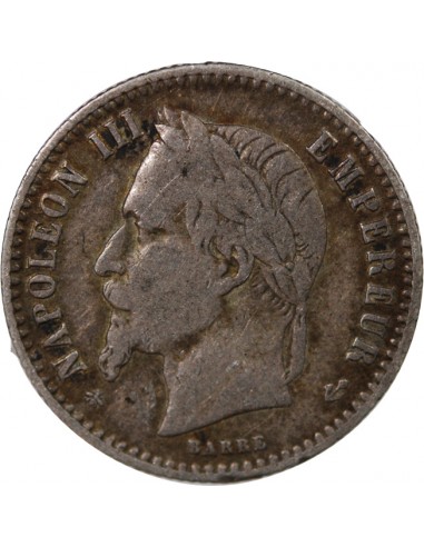 NAPOLEON III, TÊTE LAURÉE - 50 CENTIMES ARGENT 1865 A PARIS