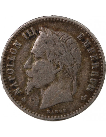 NAPOLEON III, TÊTE LAURÉE - 50 CENTIMES ARGENT 1865 A PARIS
